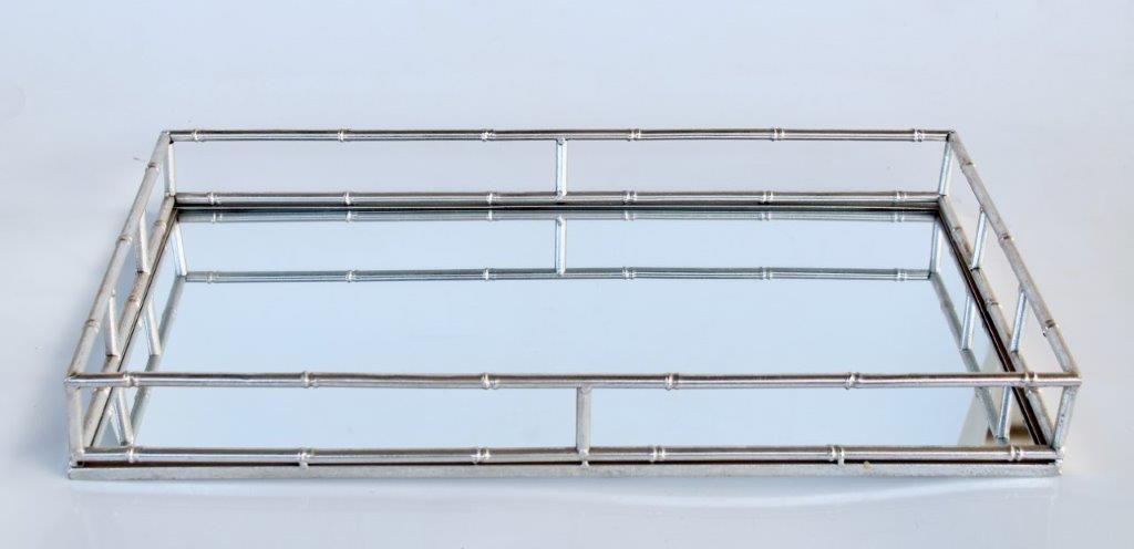 Silver Bamboo Metal Tray